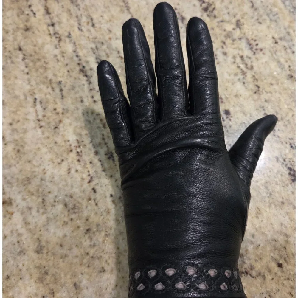Vintage Womens Size M Black Leather Formal 8